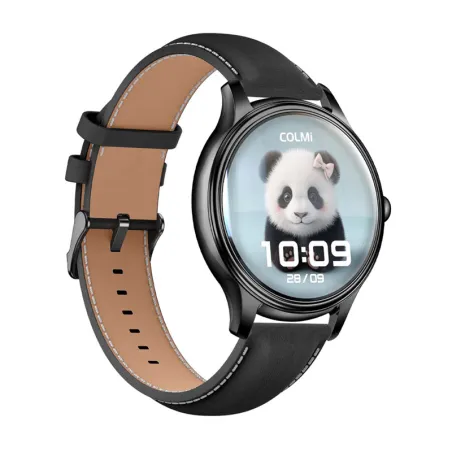 COLMI L28 Smart Watch (black silicone + black leather strap)